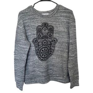 Awake Gray 'Hamsa' Cotton Blend Crewneck Sweatshirt - Size Small